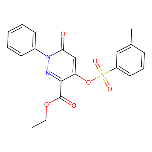 Ethyl 4-(3-methylphenyl)sulfonyloxy-6-oxo-1-phenylpyridazine-3-carboxylate structure