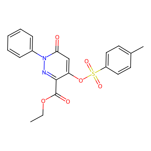Ethyl 4-(4-methylphenyl)sulfonyloxy-6-oxo-1-phenylpyridazine-3-carboxylate structure