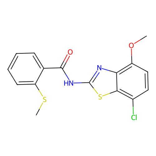 N-(7-chloro-4-methoxybenzo[d]thiazol-2-yl)-2-(methylthio)benzamide structure