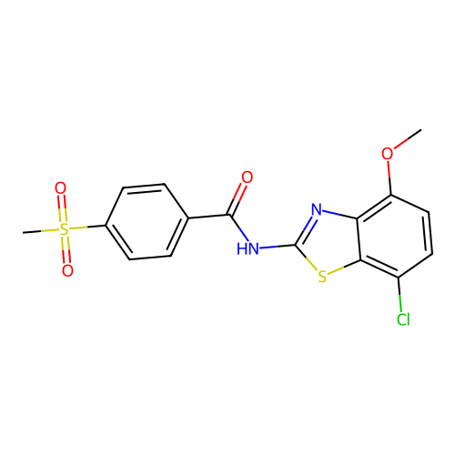 N-(7-chloro-4-methoxybenzo[d]thiazol-2-yl)-4-(methylsulfonyl)benzamide structure