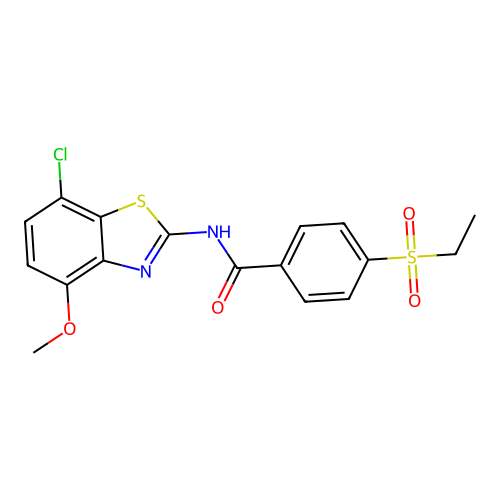 N-(7-chloro-4-methoxybenzo[d]thiazol-2-yl)-4-(ethylsulfonyl)benzamide structure