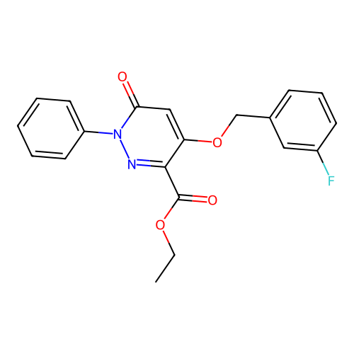Ethyl 4-[(3-fluorophenyl)methoxy]-6-oxo-1-phenylpyridazine-3-carboxylate structure