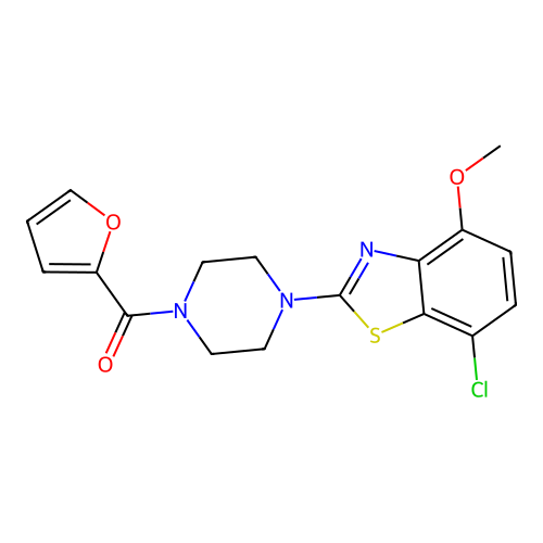 (4-(7-Chloro-4-methoxybenzo[d]thiazol-2-yl)piperazin-1-yl)(furan-2-yl)methanone structure