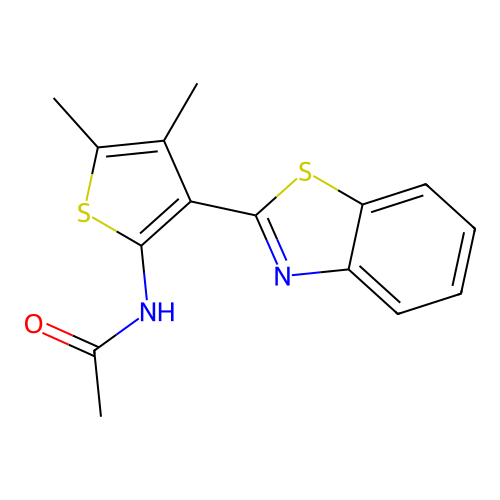 N-(3-(benzo[d]thiazol-2-yl)-4,5-dimethylthiophen-2-yl)acetamide structure