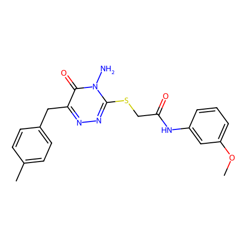 2-({4-amino-6-[(4-methylphenyl)methyl]-5-oxo-4,5-dihydro-1,2,4-triazin-3-yl}sulfanyl)-N-(3-methoxyphenyl)acetamide structure