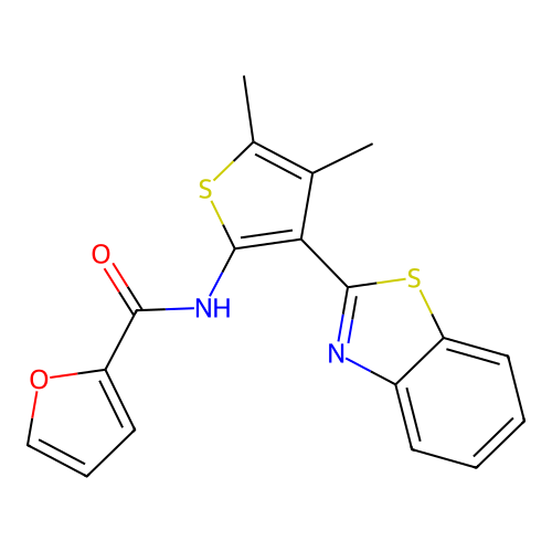 N-(3-(benzo[d]thiazol-2-yl)-4,5-dimethylthiophen-2-yl)furan-2-carboxamide structure