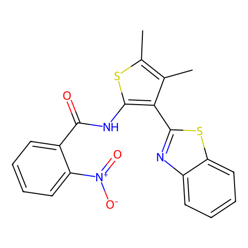 N-(3-(benzo[d]thiazol-2-yl)-4,5-dimethylthiophen-2-yl)-2-nitrobenzamide structure