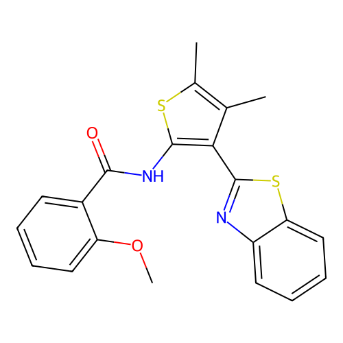 N-(3-(benzo[d]thiazol-2-yl)-4,5-dimethylthiophen-2-yl)-2-methoxybenzamide structure