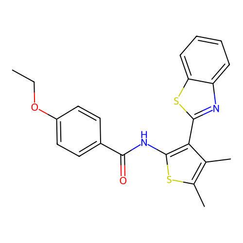 N-(3-(benzo[d]thiazol-2-yl)-4,5-dimethylthiophen-2-yl)-4-ethoxybenzamide structure