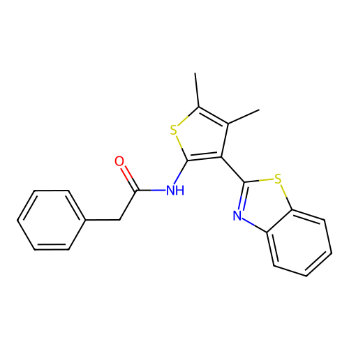 N-(3-(benzo[d]thiazol-2-yl)-4,5-dimethylthiophen-2-yl)-2-phenylacetamide structure