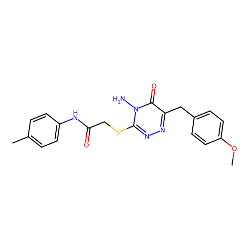2-({4-amino-6-[(4-methoxyphenyl)methyl]-5-oxo-4,5-dihydro-1,2,4-triazin-3-yl}sulfanyl)-N-(4-methylphenyl)acetamide structure