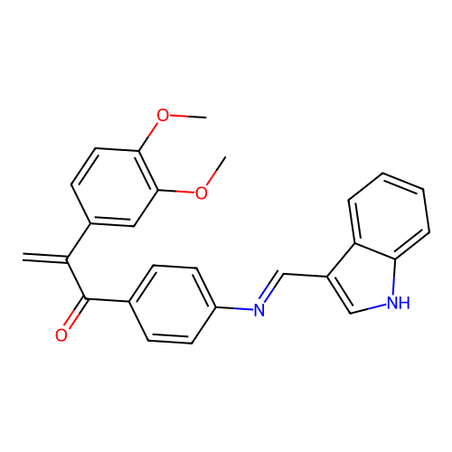 2-(3,4-Dimethoxyphenyl)-1-(4-((1H-indol-3-ylmethylene)amino)phenyl)-2-propen-1-one structure