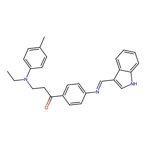 3-(Ethyl(4-methylphenyl)amino)-1-(4-((1H-indol-3-ylmethylene)amino)phenyl)-1-propanone structure