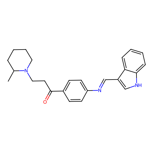1-(4-((1H-Indol-3-ylmethylene)amino)phenyl)-3-(2-methyl-1-piperidinyl)-1-propanone structure
