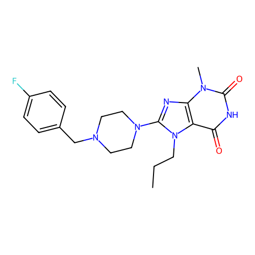 8-[4-[(4-Fluorophenyl)methyl]piperazin-1-yl]-3-methyl-7-propylpurine-2,6-dione structure
