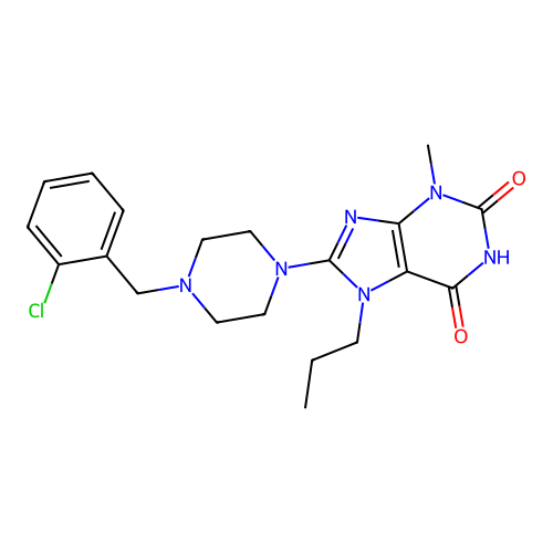 8-[4-[(2-Chlorophenyl)methyl]piperazin-1-yl]-3-methyl-7-propylpurine-2,6-dione structure