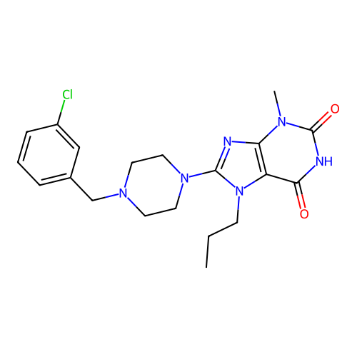 8-[4-[(3-Chlorophenyl)methyl]piperazin-1-yl]-3-methyl-7-propylpurine-2,6-dione structure