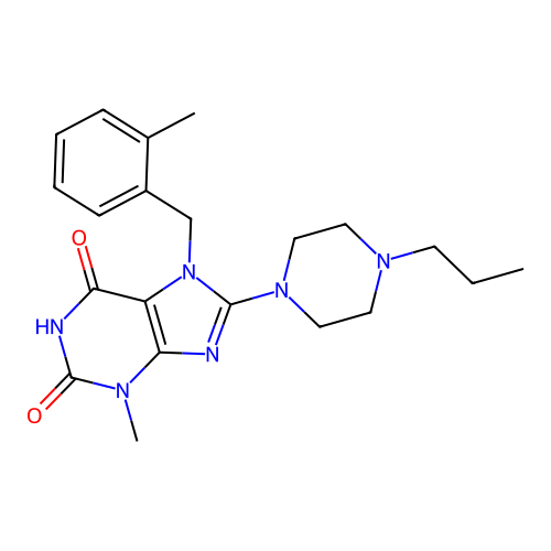 3-Methyl-7-[(2-methylphenyl)methyl]-8-(4-propylpiperazin-1-yl)purine-2,6-dione structure
