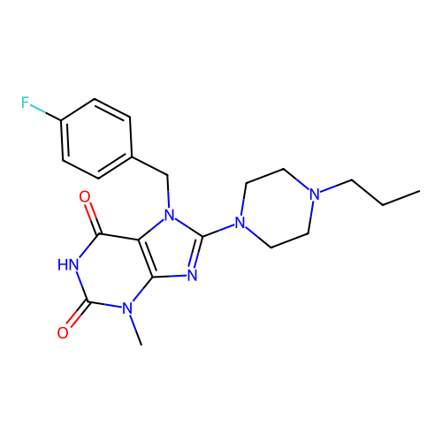7-[(4-Fluorophenyl)methyl]-3-methyl-8-(4-propylpiperazin-1-yl)purine-2,6-dione structure