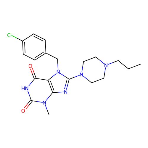 7-[(4-Chlorophenyl)methyl]-3-methyl-8-(4-propylpiperazin-1-yl)purine-2,6-dione structure