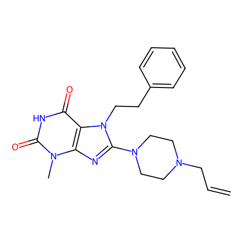 8-(4-allylpiperazin-1-yl)-3-methyl-7-phenethyl-1H-purine-2,6(3H,7H)-dione structure