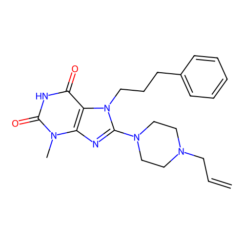 3-Methyl-7-(3-phenylpropyl)-8-(4-prop-2-enylpiperazin-1-yl)purine-2,6-dione structure
