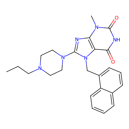 3-Methyl-7-(naphthalen-1-ylmethyl)-8-(4-propylpiperazin-1-yl)purine-2,6-dione structure