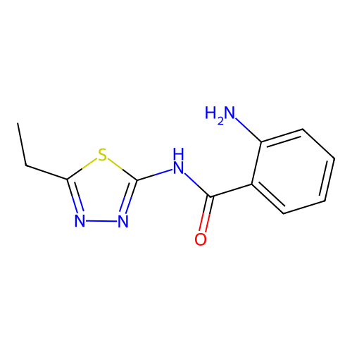 2-amino-N-(5-ethyl-1,3,4-thiadiazol-2-yl)benzamide structure