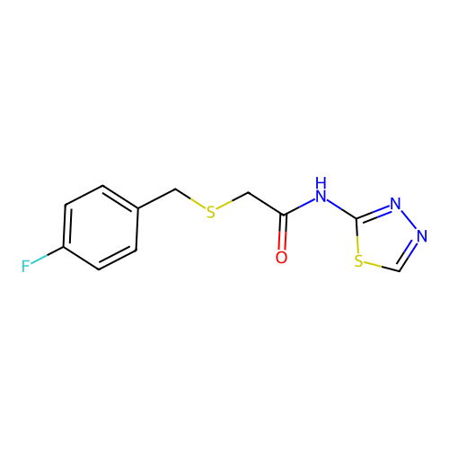 2-[(4-fluorobenzyl)sulfanyl]-N-(1,3,4-thiadiazol-2-yl)acetamide structure