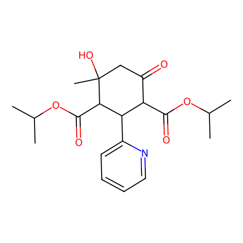 Dipropan-2-yl 4-hydroxy-4-methyl-6-oxo-2-(pyridin-2-yl)cyclohexane-1,3-dicarboxylate structure