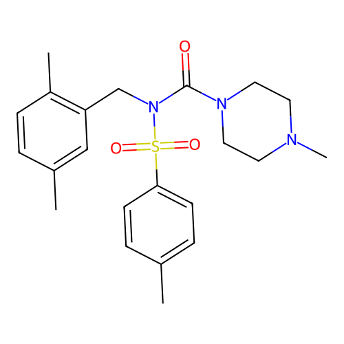 N-(2,5-dimethylbenzyl)-4-methyl-N-tosylpiperazine-1-carboxamide structure