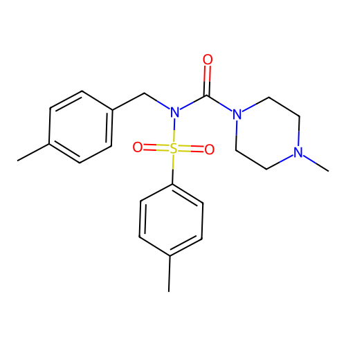 4-methyl-N-(4-methylbenzyl)-N-tosylpiperazine-1-carboxamide structure