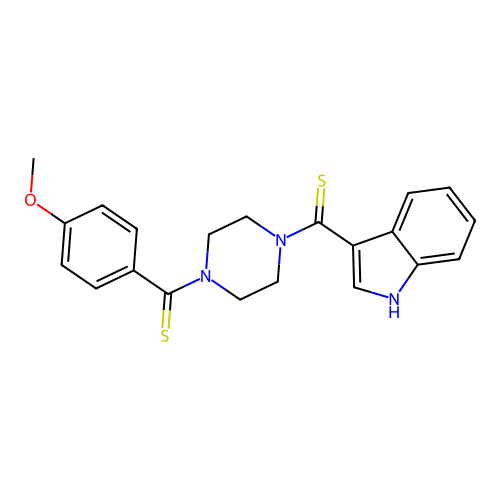 (4-(1H-indole-3-carbonothioyl)piperazin-1-yl)(4-methoxyphenyl)methanethione structure
