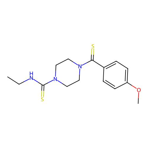 N-ethyl-4-(4-methoxybenzenecarbothioyl)piperazine-1-carbothioamide structure