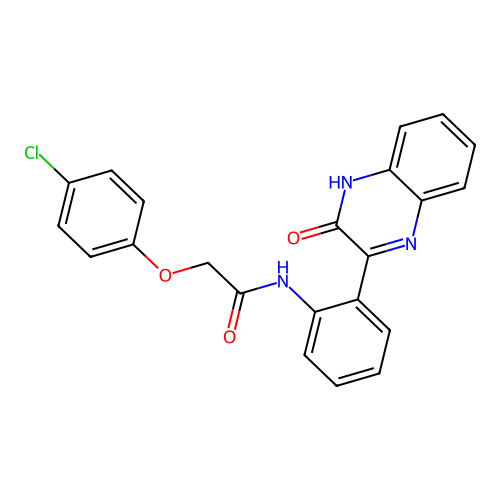 2-(4-chlorophenoxy)-N-[2-(3-oxo-4H-quinoxalin-2-yl)phenyl]acetamide structure