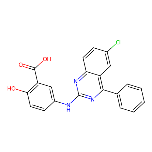 5-[(6-Chloro-4-phenylquinazolin-2-yl)amino]-2-hydroxybenzoic acid structure