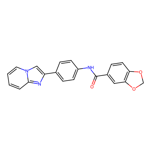 N-(4-imidazo[1,2-a]pyridin-2-ylphenyl)-1,3-benzodioxole-5-carboxamide structure