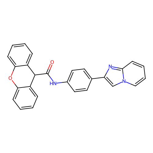 N-(4-{imidazo[1,2-a]pyridin-2-yl}phenyl)-9H-xanthene-9-carboxamide structure