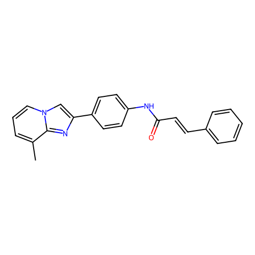 (E)-N-[4-(8-methylimidazo[1,2-a]pyridin-2-yl)phenyl]-3-phenylprop-2-enamide structure