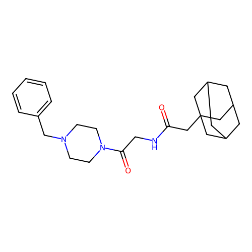 2-adamantanyl-N-{2-oxo-2-[4-benzylpiperazinyl]ethyl}acetamide structure
