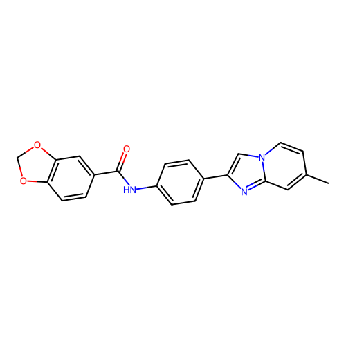 N-[4-(7-methylimidazo[1,2-a]pyridin-2-yl)phenyl]-1,3-benzodioxole-5-carboxamide structure