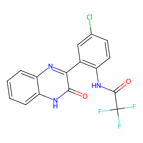 N-[4-chloro-2-(3-oxo-4H-quinoxalin-2-yl)phenyl]-2,2,2-trifluoroacetamide structure