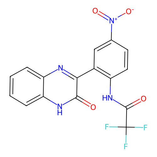 2,2,2-trifluoro-N-[4-nitro-2-(3-oxo-4H-quinoxalin-2-yl)phenyl]acetamide structure