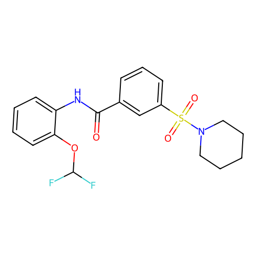 N-[2-(difluoromethoxy)phenyl]-3-piperidin-1-ylsulfonylbenzamide structure
