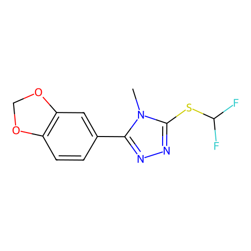 3-(1,3-Benzodioxol-5-yl)-5-(difluoromethylsulfanyl)-4-methyl-1,2,4-triazole structure