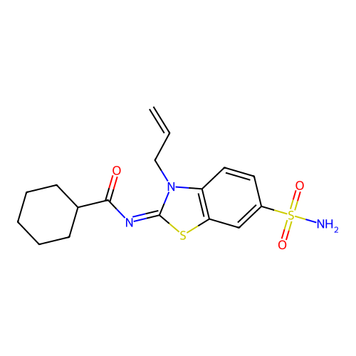(Z)-N-(3-allyl-6-sulfamoylbenzo[d]thiazol-2(3H)-ylidene)cyclohexanecarboxamide structure