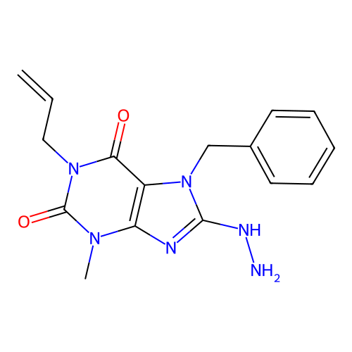 7-Benzyl-8-hydrazinyl-3-methyl-1-prop-2-enylpurine-2,6-dione structure