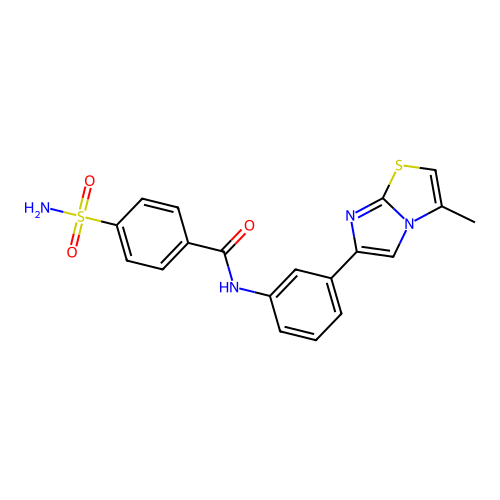 N-(3-{3-methylimidazo[2,1-b][1,3]thiazol-6-yl}phenyl)-4-sulfamoylbenzamide structure