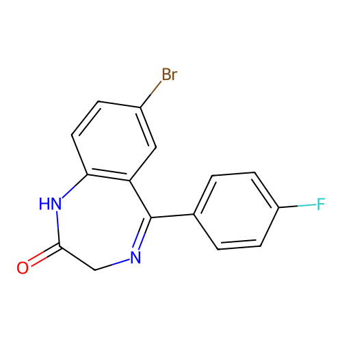 7-Bromo-5-(4-fluorophenyl)-1,3-dihydro-1,4-benzodiazepin-2-one structure
