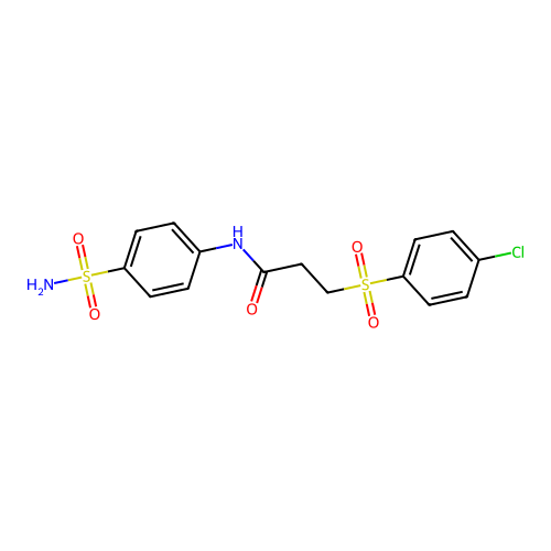 3-(4-chlorophenyl)sulfonyl-N-(4-sulfamoylphenyl)propanamide structure